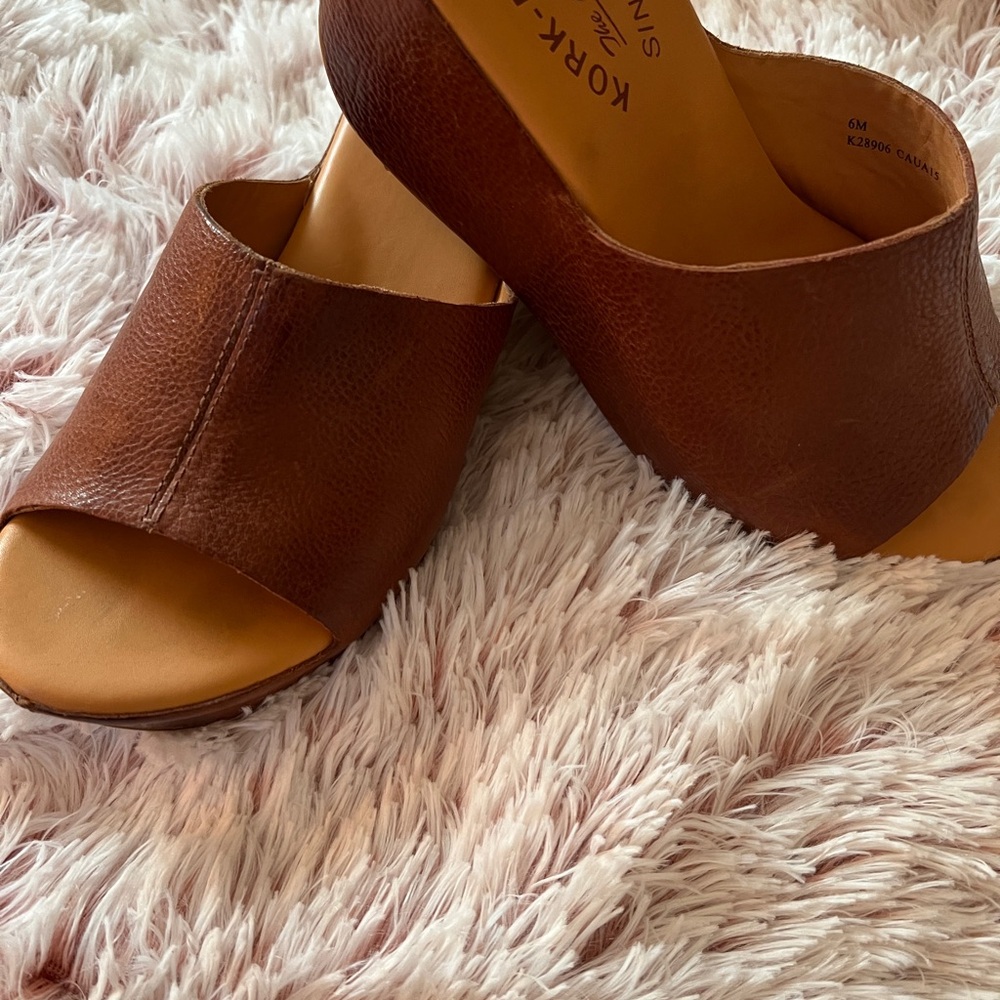 Kork-Ease, GREER open toe chunky leather clog, sz6+box, like NEW
